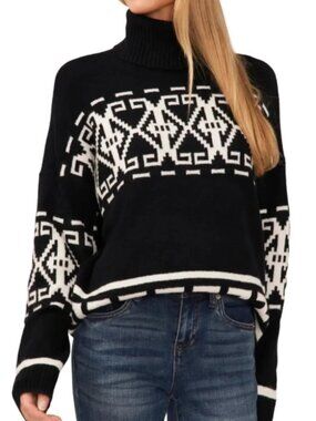 CeCe Fair Isle Turtleneck Sweater NWT XS
